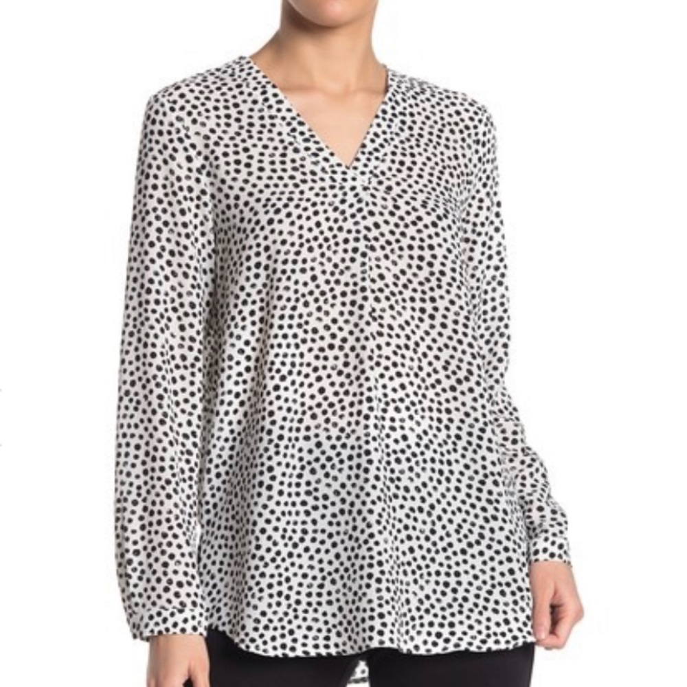 NWT Adrianna Papell Printed Crepe Popover Blouse L